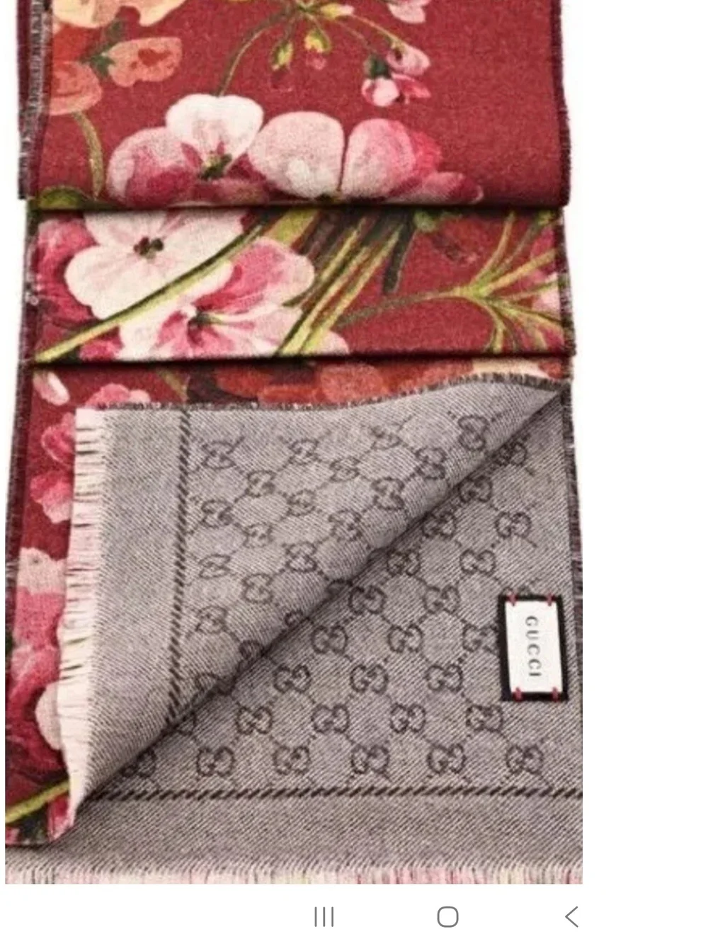 GUCCI GG Guccissima Red Floral Wool Miniorophin Scarf NWT